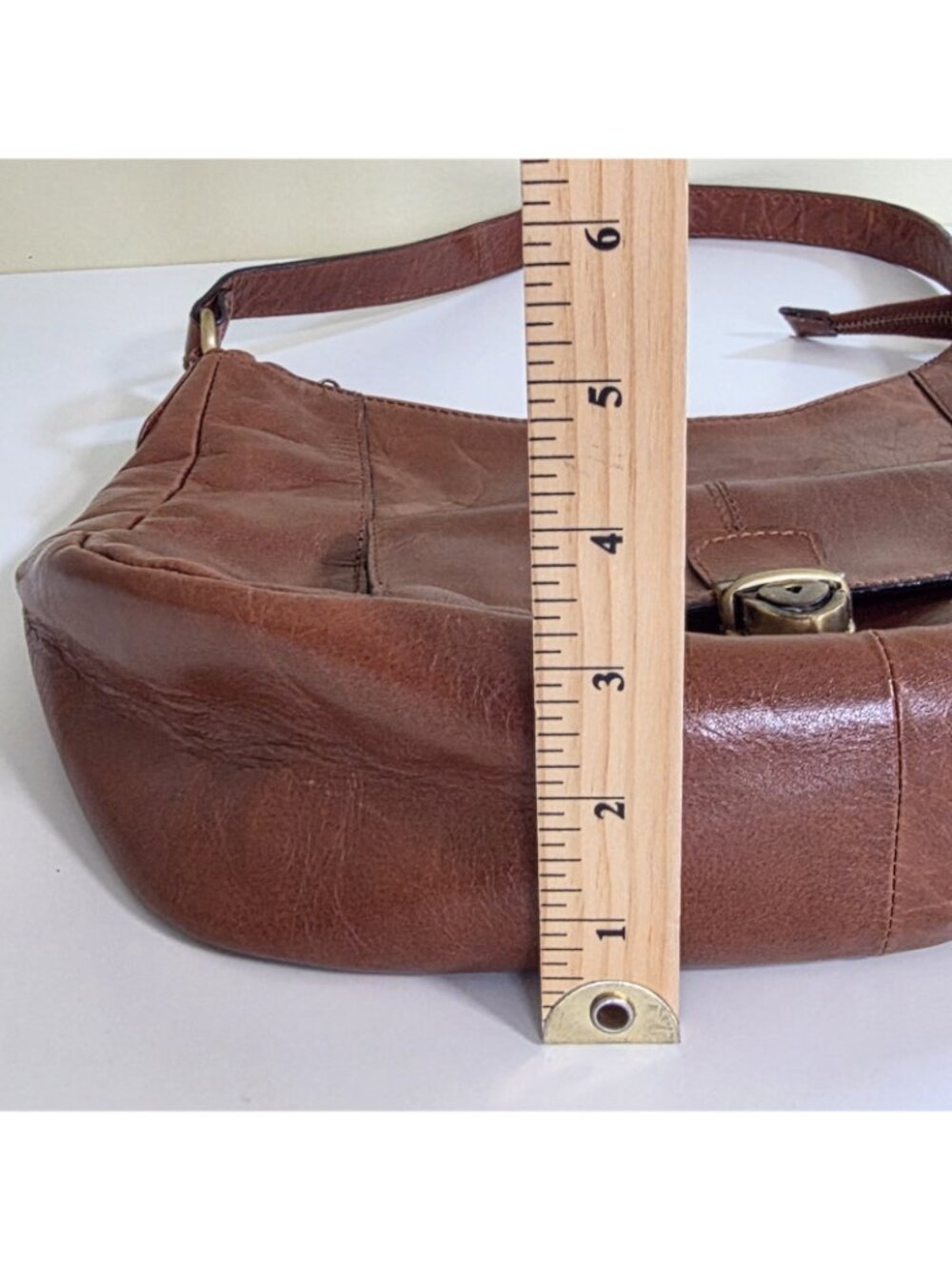 Browns Genuine Leather Hobo Shoulder Bag Cognac Brown Y2K Western Boho Pockets - Picture 5 of 16